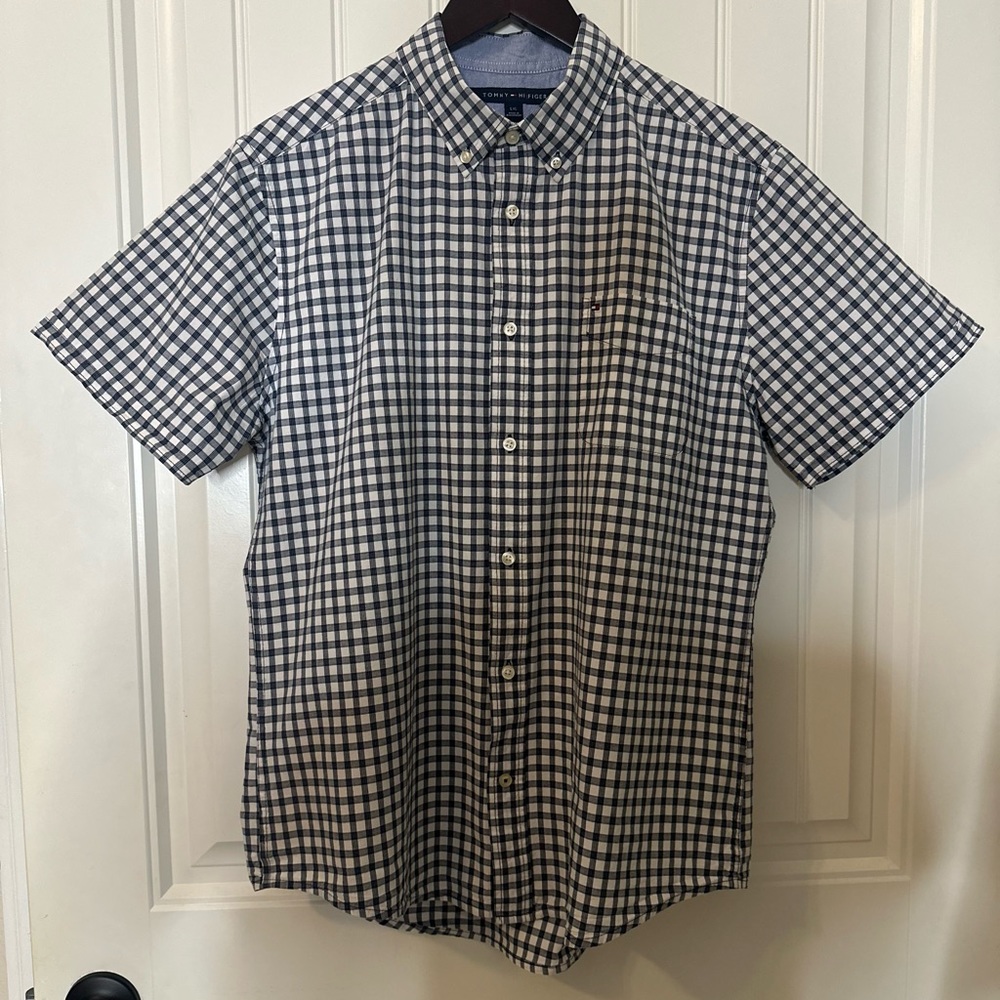 EUC Tommy Hilfiger Large Gingham Short Sleeve Shirt